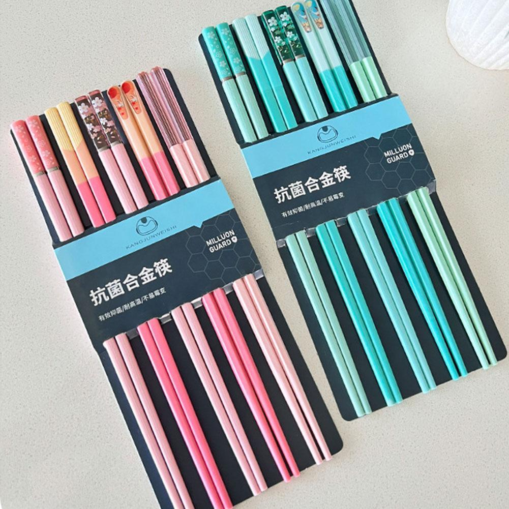 5 Pairs Japanese Style Morandi Colors Chopsticks Set Non-Slip Chopsticks Dishwasher Safe for Home Restaurant Sushi Chopsticks