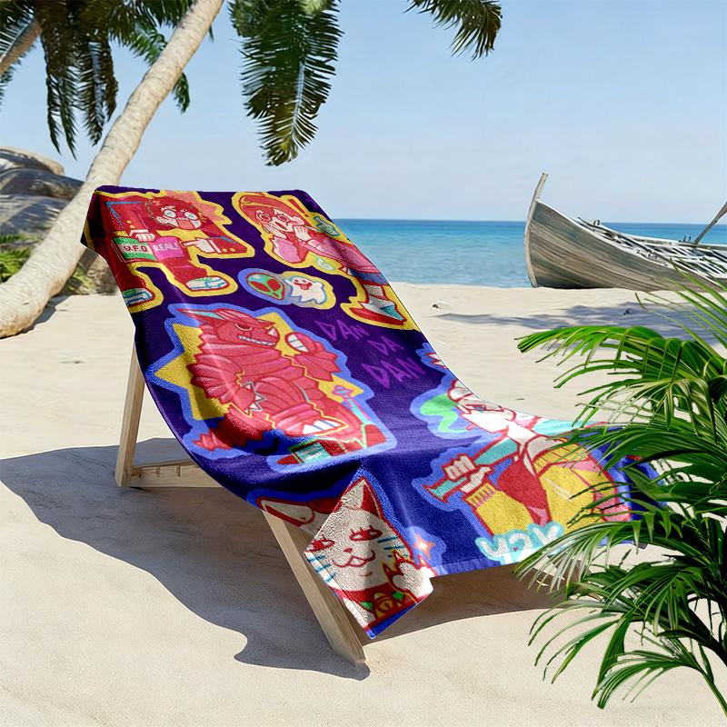 Dandadan-inspired 2D Flat Print Beach Towel, Large Soft Quick Dry Towel for Beach Camping SwimmingXSTJ0915282