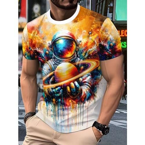 3D Digitaldruck T-Shirt Teenager Herren Kurzarm Oberteil Vielseitig Atmungsaktiv