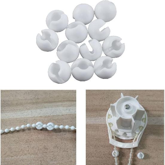 12PCS Bead Chain Crimp Stop for Roller Shades Clear Beaded Chain Stop for Beaded Chain, Blinds Bead Accessories, White