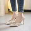 Cool Slippers Women'S Small Size Fashion Rhinestone High Heels Thin Versatile Pointed French Muller Half Slippers Women'S Bag Head