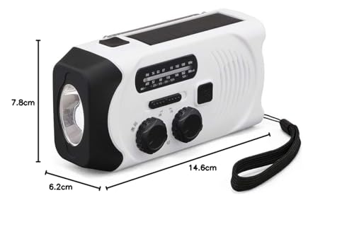 Iris Ohyama Radio, Emergency Preparedness Goods, Small, Rechargeable, Hand-Crank, LED Light, Battery Operated, Portable, Hand-Crank Charging Radio Lig