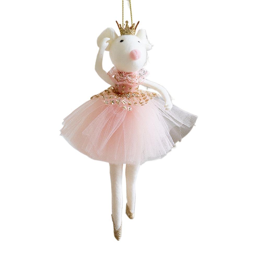 Pink White Christmas Hanging Decorations Plush Toys Xmas Tree Ornaments Hanging Pendants Doll