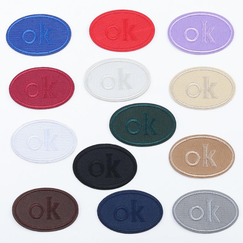 Self-Adhesive Embroidery Cloth Patches for Jackets & DIY Decor - OK Letter Accessory Stickers