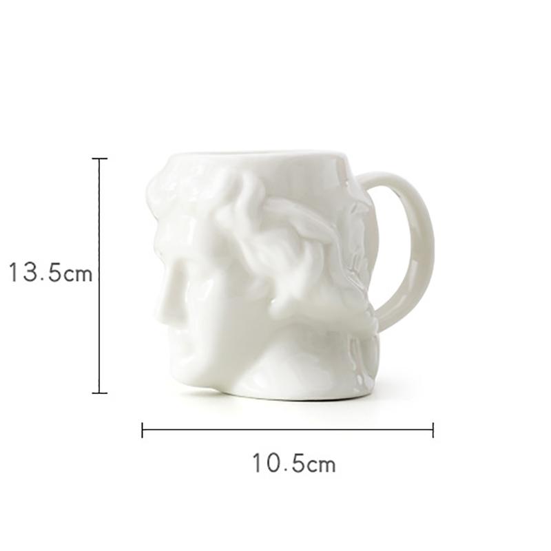 

David s Portrait Shape Porcelain Mugs Water Cup Creative Tableware Coffee Mug Dining Table Afternoon Tea Teacup Fruits Juice Cup 250ml білий