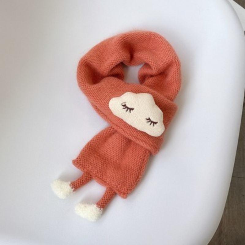 Cute 3D Cloud Doll Knitted Scarf For Kids Winter Warm Neck Warmer For Boys Girls Age 1-5 Years