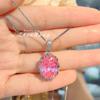 Luxury Alexandrite Pendant Vintage Rose Pink Diamond Ice Cut Ring Set Women Jewelry
