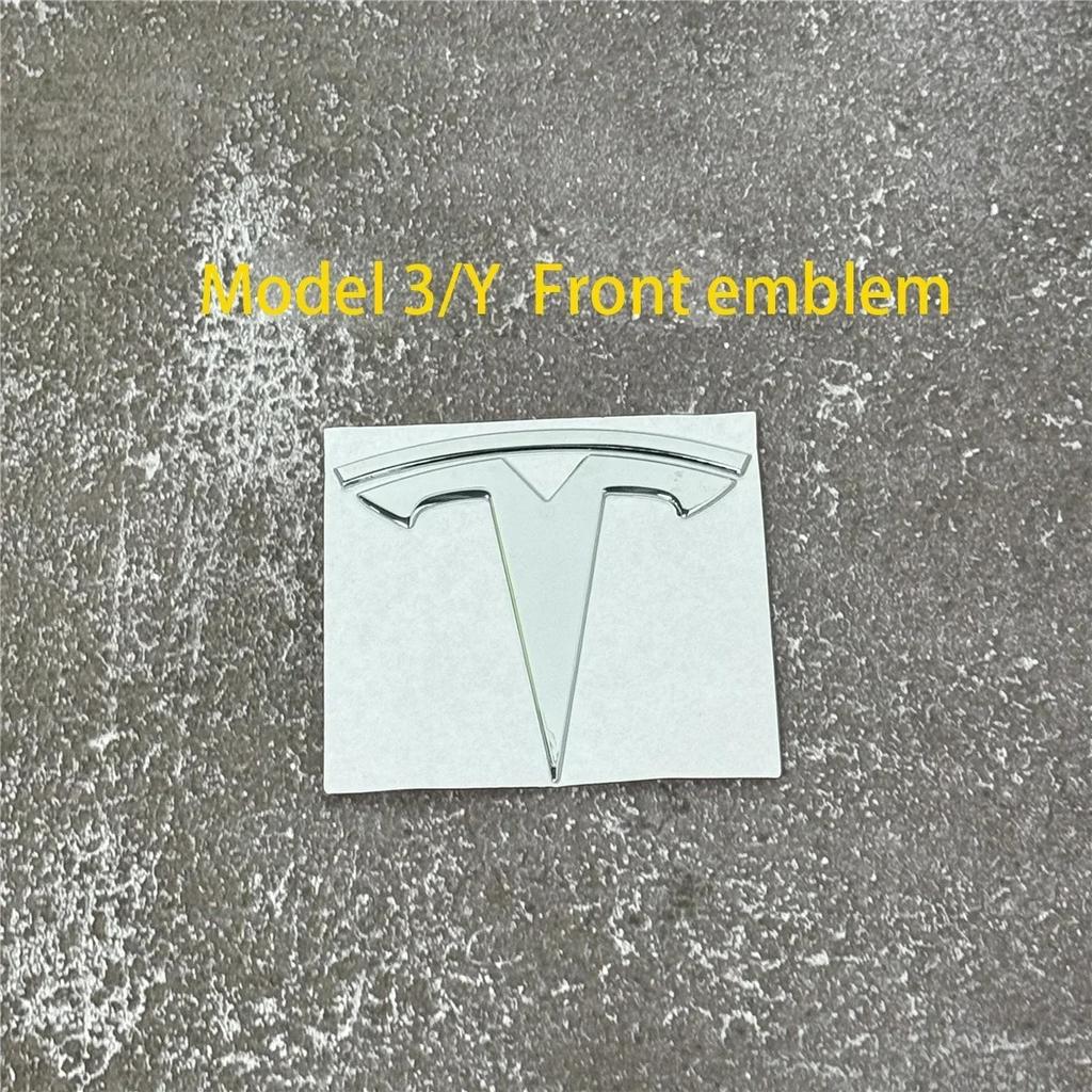 EPYFH1 Front Bumper or Rear Trunk Logo for Tesla Replacement Kit Model 3/Y - Metal Blackened Logo Emblem Car Exterior Decoration Parts
