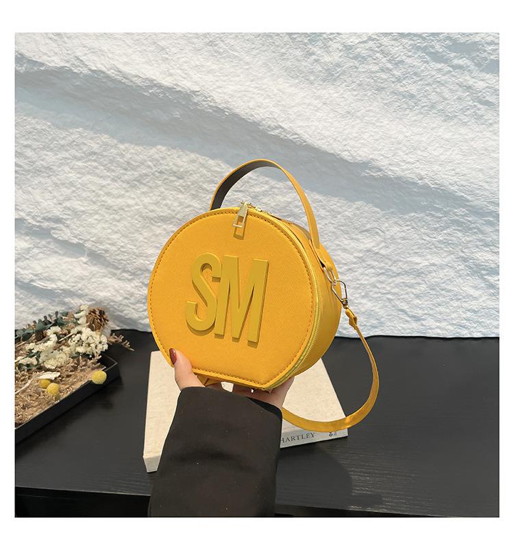 Bag Women's 2025 New European and American Fashion Popular Letter Solid Color Round Bag Shoulder Bag Bags Trendy Oblique Span Bag