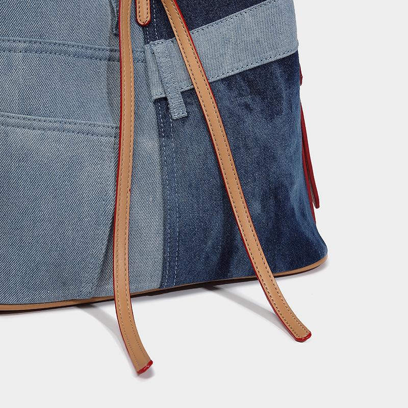 England Style Casual Denim Bucket Bags for Women Luxury Designer Bags and Bags New In Stitched Decoration Shoulder Cloth Bag High Quality