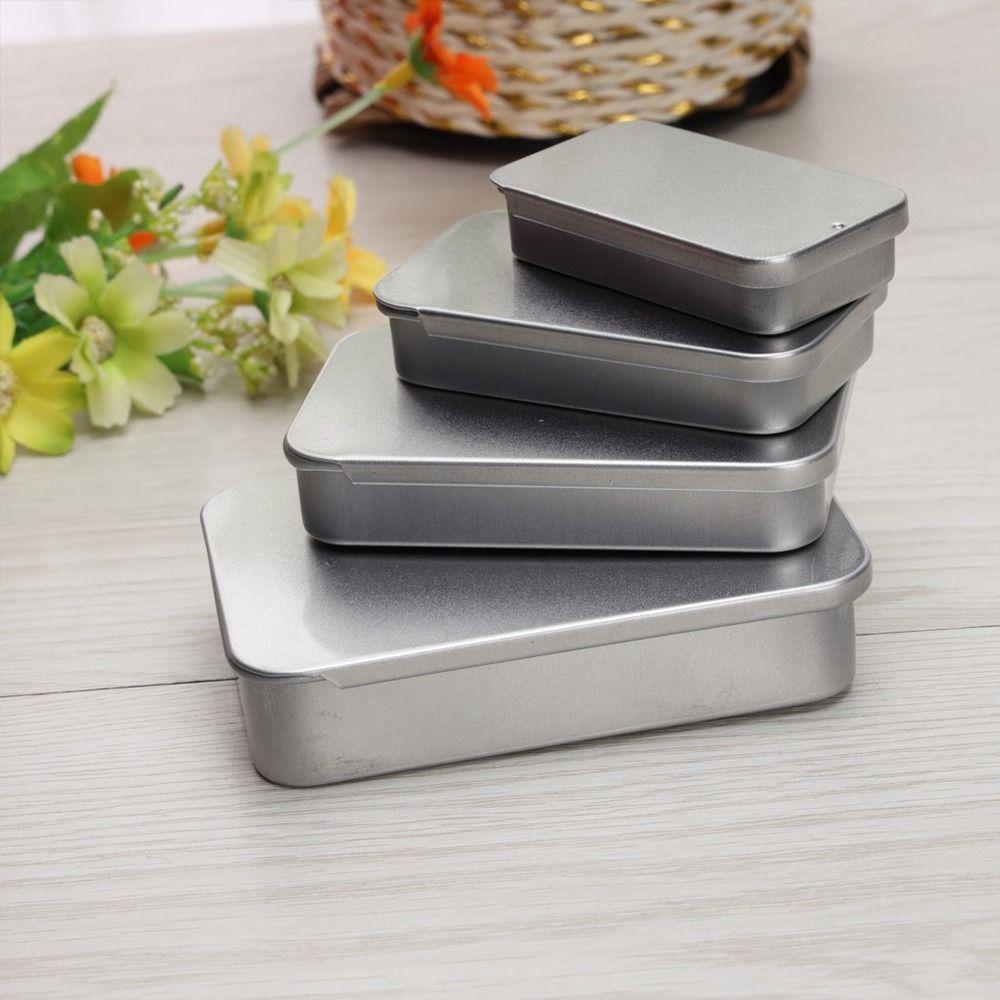 1Pcs Push Tin Plate Mini Metal Storage Box Travel Small Finishing Box Dust-proof Rectangular Candy Packaging Iron Box Pill Cases