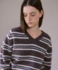 AHWE Alpaca Striped V-Neck Knit_Brown