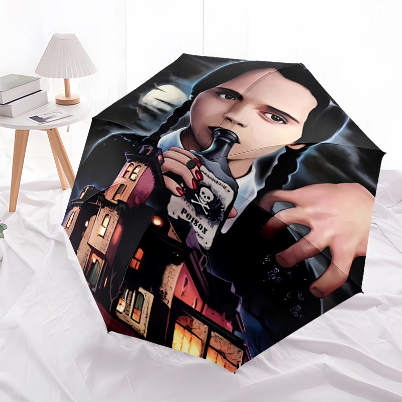 1pc Addams Family Wednesday1 Umbrella, Sun Protection, And UV Shielding. It Has Eight Sturdy Ribs for Outdoor Use And Perfect Gift