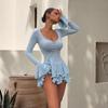 European & American Bell Sleeve Waist-Cinching Short Skirt Dress - Sexy Autumn/Winter Style for Women