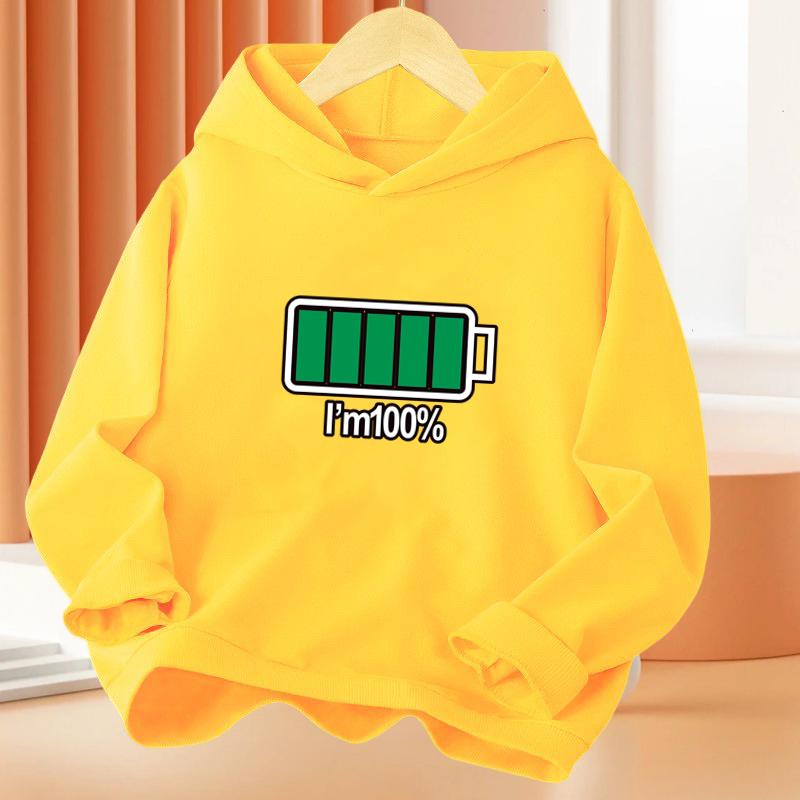 New Low Battery Help Me Printing Hooded Kids Hoodies Sweatshirts Boys Spring Autumn Hip Hop Basic Coat