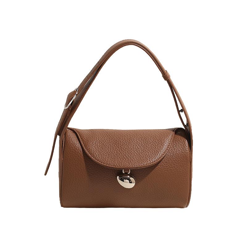 

New cylinder bag niche design fashion casual portable shoulder armpit bag trend Korean version versatile Boston bag коричневий
