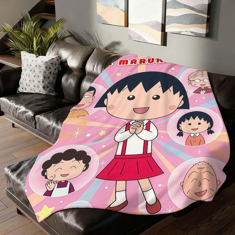 Anime Chibi maruko chan Blanket For Sofa Office Bed Plane Travel Sleep Read Relax Camping Soft And Warm