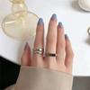 Korean version irregular double-layer geometric square glossy open ring sterling silver simple personalized ring