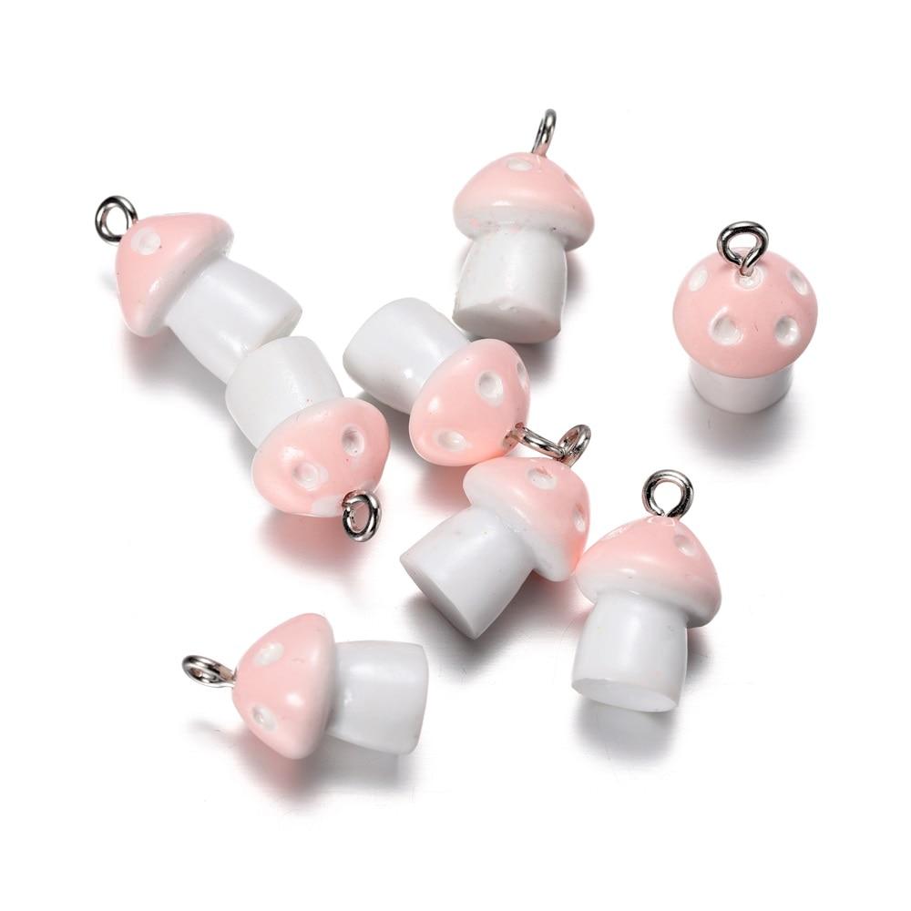 10Pcs/Lot 11x18mm Mushroom Pendants Charms DIY Findings Keychain Bracelets Pendant for Necklace Jewelry Making Accessories