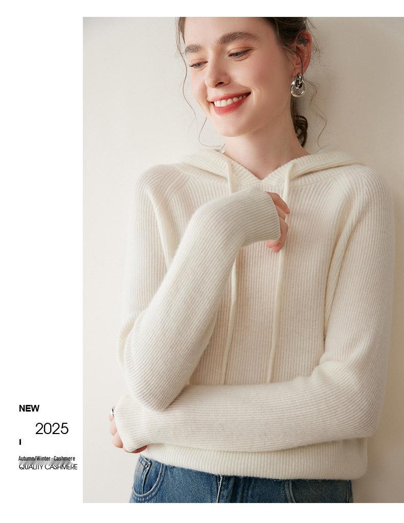 Hooded Women's Cashmere Sweater - Soft, Versatile, Korean-Style Knitwear for Autumn & Winter