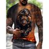 Animal Men's T-shirt 3d Lion Print Men's Tops Casual Short-sleeved Simple T-shirt Summer Round Neck T-shirt Men's Ultra Clothing