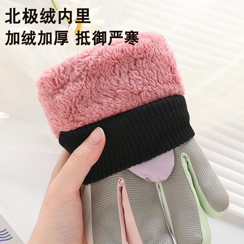 Ladies riding ski gloves outdoor warm cycling windproof waterproof non-slip piled thickened cold proof