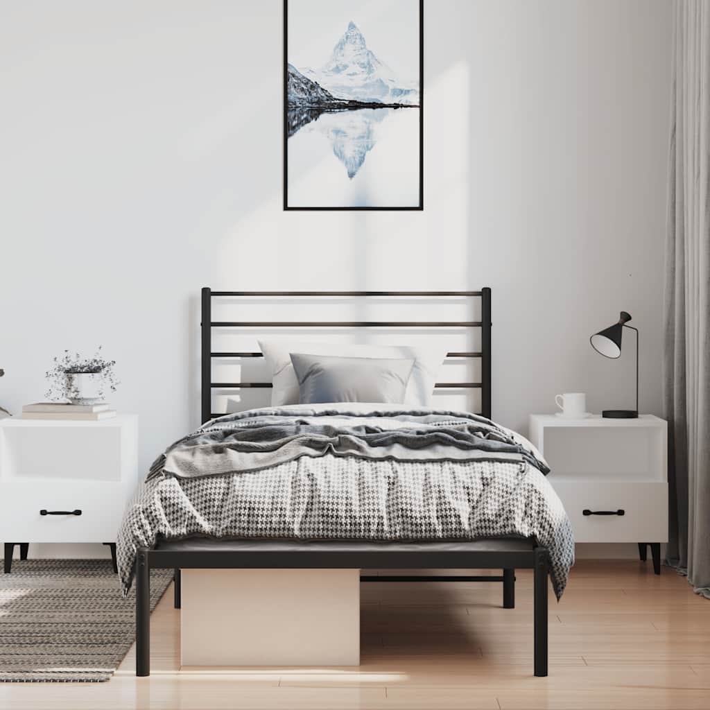Vidaxl Metalowa Rama Łóżka Z Wezgłowiem, Czarna, 100X200 Cm