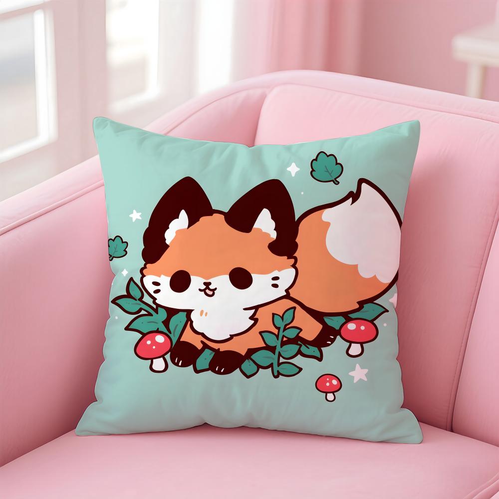 cute animal FFlat Foxes Cushion Cover Pillowcase Short Plush Invisible zipper Room Sofa Cushion Cover