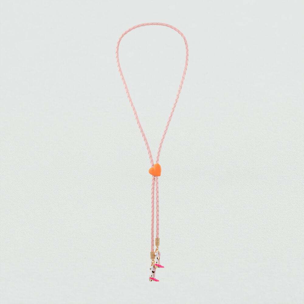 Personalized Fashion Simple Boots Pendant Love Pink Woven Rope Necklace Electroplated Gold Color Retention