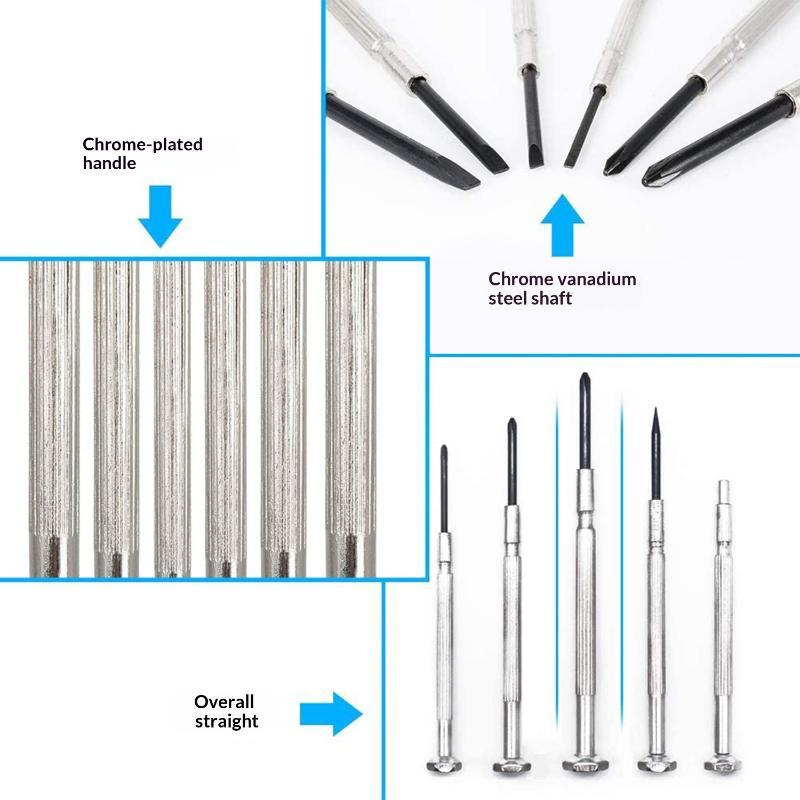 11Pcs Precision Screwdriver Set Anti-Slip Grip Hard Durable Bits for Watch Eyeglass Phone Electronics Repair