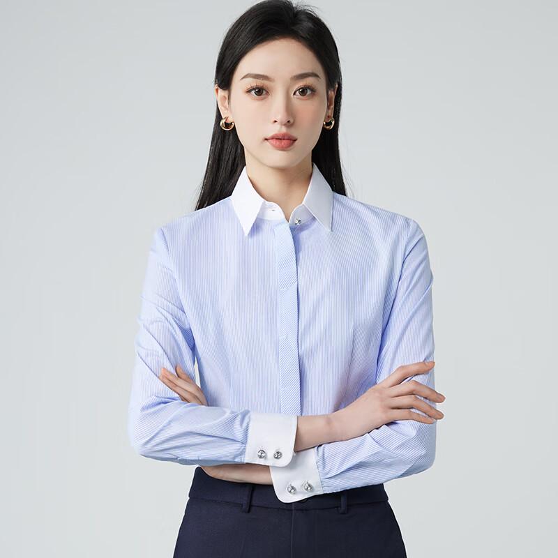 KASEYE Striped Long-Sleeve Professional Work Shirt