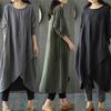 Grote Maat Lentekleding Etnische Stijl Raglanmouw Katoen Linnen Jurk Los Slank Elegante Stijl Comfortabel Lichtgewicht Hoge Herkenbaarheid