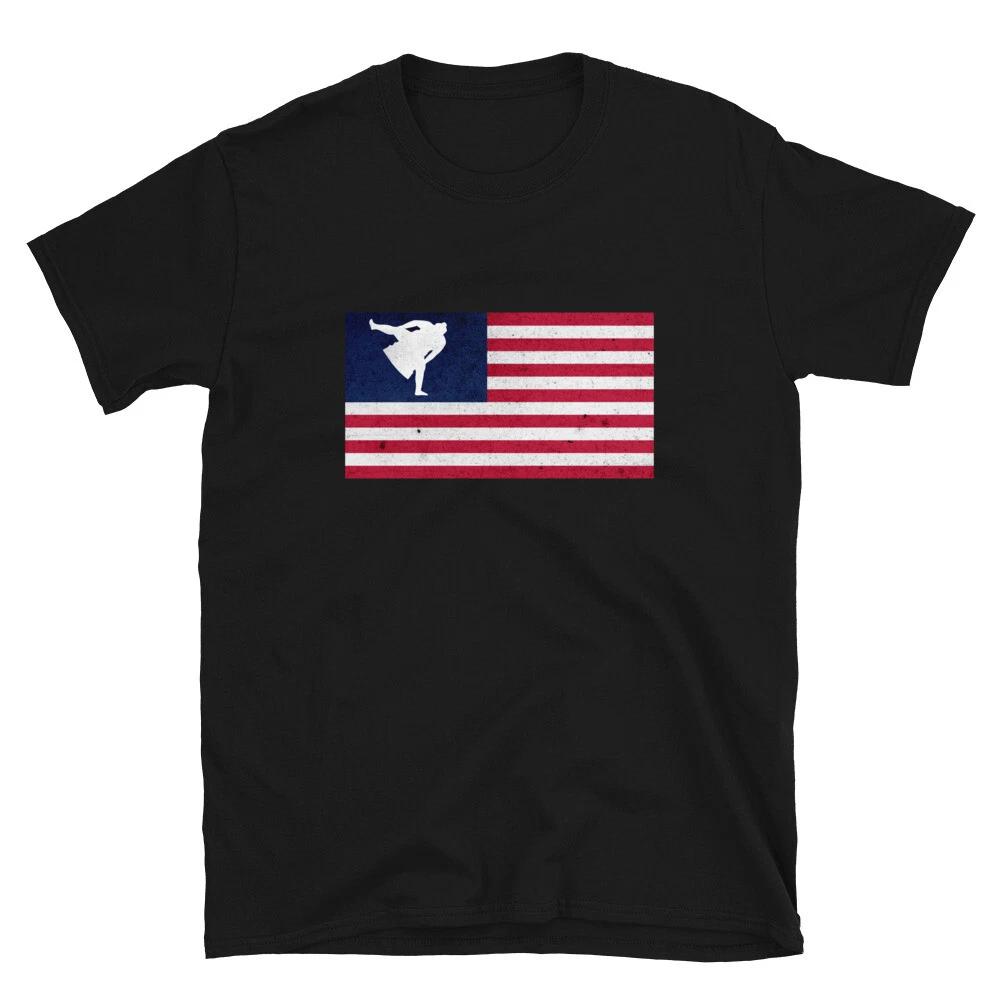 Sumo Wrestling Arts Gift American Flag Classic Graphic T-Shirt 4XL