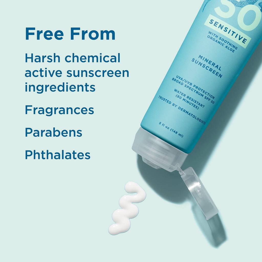 Blue Lizard Australian Sunscreen Sensitive Mineral Sunscreen, SPF 50, 148 Ml (5 Fl Oz)
