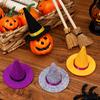 Multi Color Mini Witch Hats 2 Pcs Felt Hats, Cute Tiny Wizard Hat Wine for Party Favors Bottle Topper Halloween Favors, DIY Crafts, Home Table