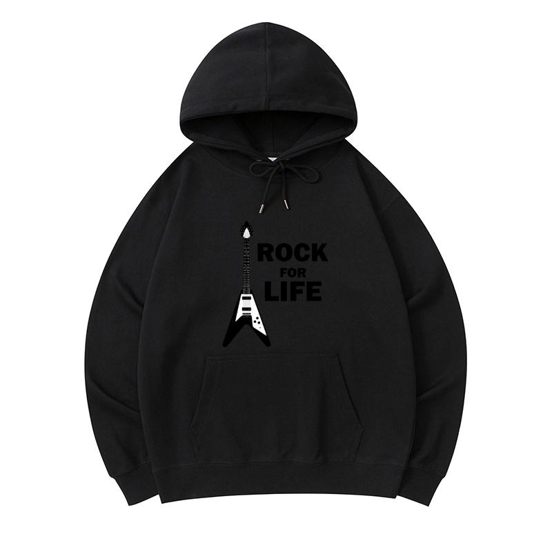 

300 GSM Men s Healthy Cotton Hoodies I Rock For Life Print Premium Cotton Sweatshirt