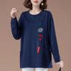 Spring Women Blouses Long Sleeve Print Element TShirts Casual Round Neck Ladies Tops Pullover
