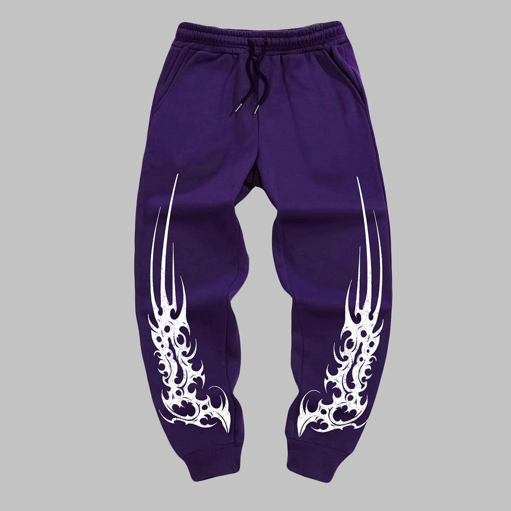 Pantaloni Jogger da Uomo Stile Gotico - Caldi per l'Inverno, Casual Atletici, con Vita Elastica e Fondo a Costine, Motivi Geometrici Gotici