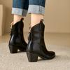 Women's high-heeled short boots autumn and winter new thick-heeled solid-color large-size ankle boots