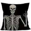 Home Decor Skeletons Making Hand Gestures Pillow Cover Pattern Cushion Cover Suitable For Sofa Bedroom Car Pillow Cover