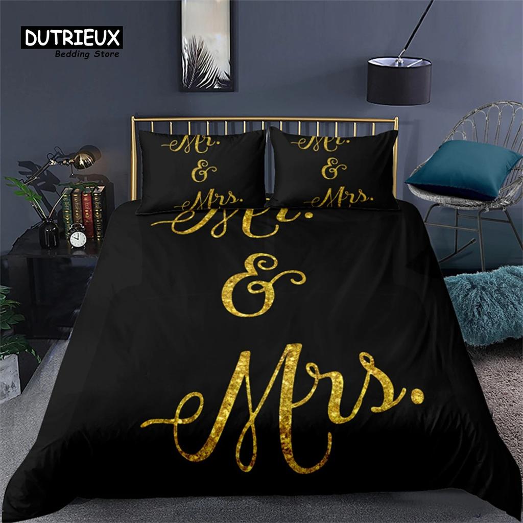 Súprava obliečky na paplón Love Words Romantická posteľná súprava pre pár Mikrovlákno 3D Láska Srdce Prikrývka Jednolôžková Dvojlôžková Plná Queen Size