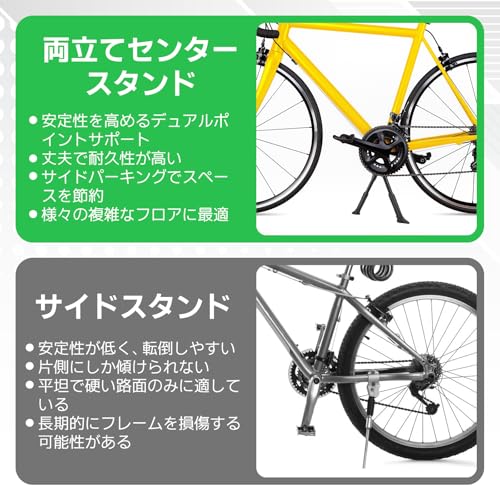 DeeRace Bicycle Kickstand, Double Leg Stand, Bicycle Center Stand, Aluminum Alloy, Center Mount, Two Legs, Anti-Tip, Compatible with Road Bikes, Foldi