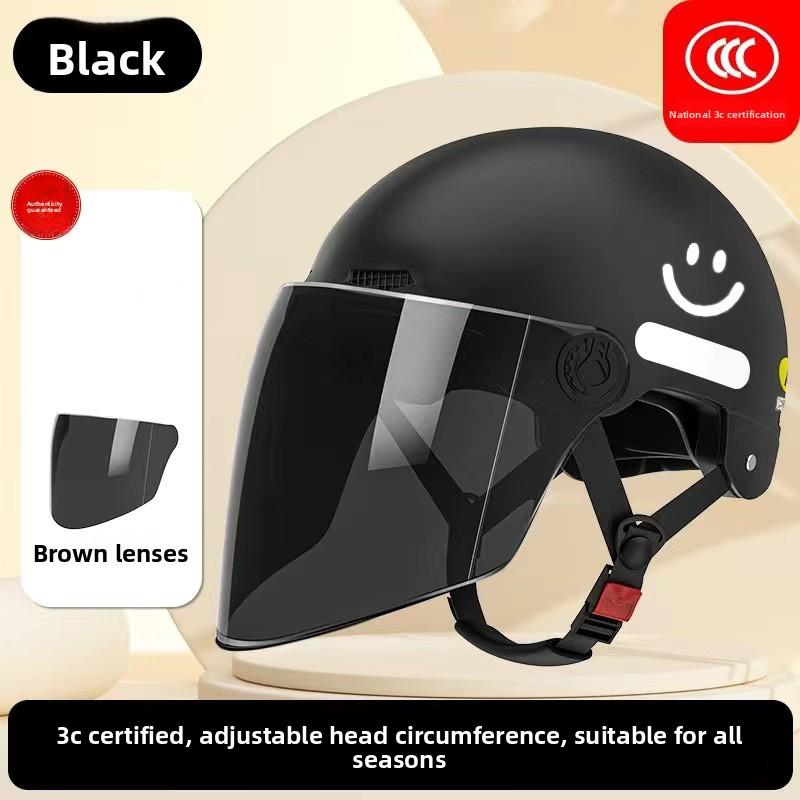 Electric Battery Car Helmet Women's Summer Sun Protection Breathable Hard Hat Motorcycle Riding Helmet Four Seasons Half Helmet