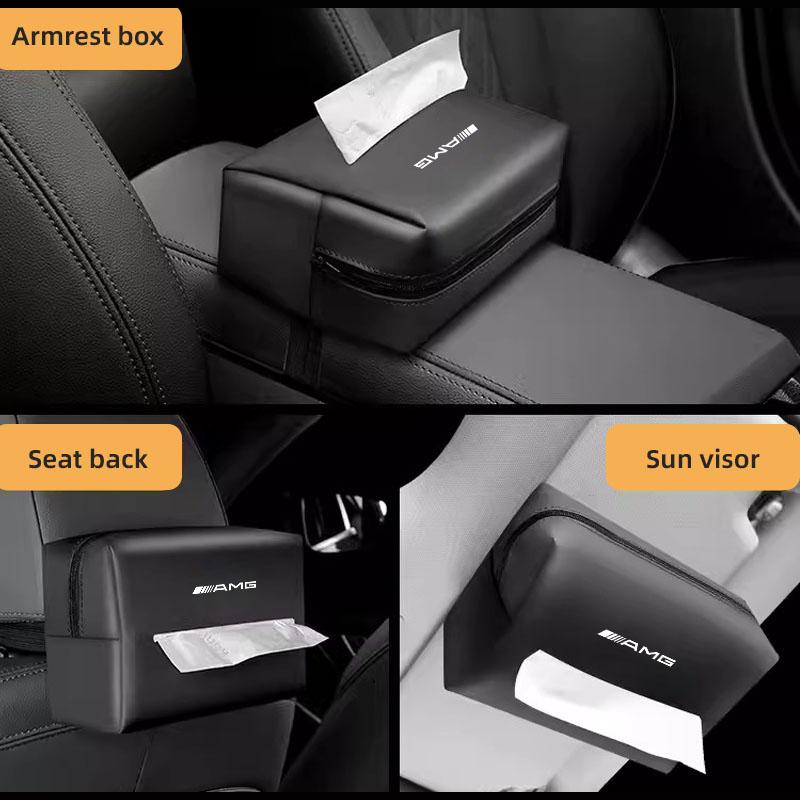 Car Tissue Storage Bag Sun Visor Seat Back Paper Towel Organizer For Mercedes Benz AMG W204 W205 W203 W211 W212 W210 W169 W206