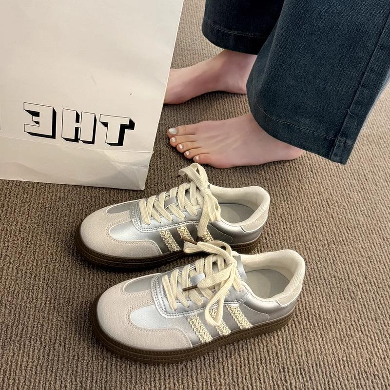 Lace Women's Shoes Summer New Spring and Autumn Flat-bottomed Versatile Casual Board Shoes Sports Shoes