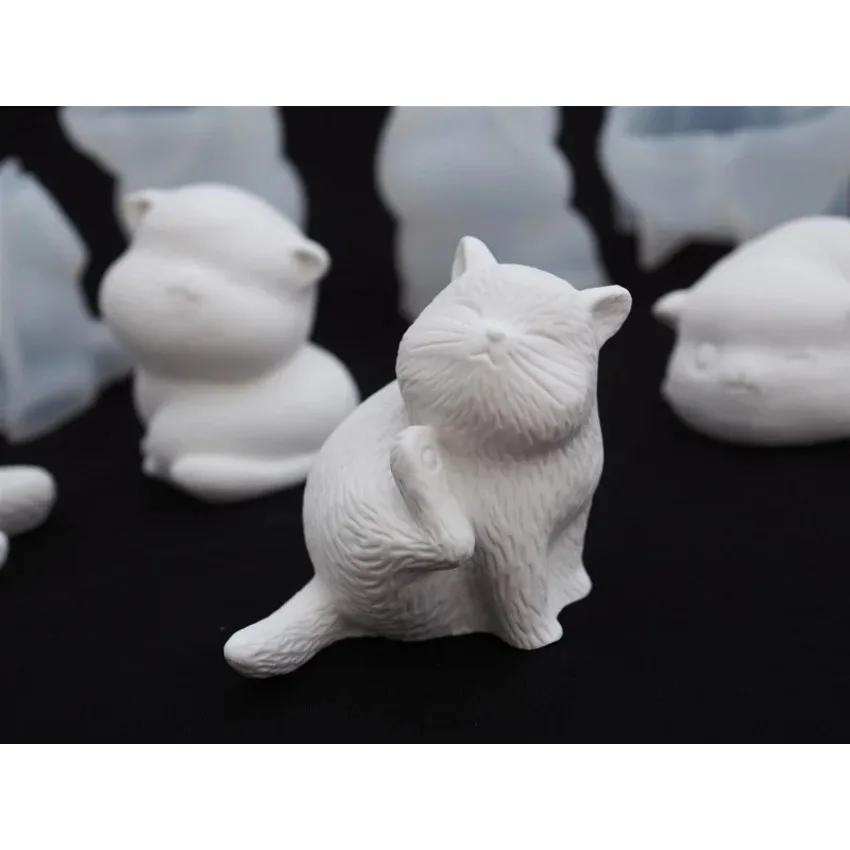 1 Pcs 3D Cat Soap Clay Lovely Pig Silicone Candle Molds DIY Pet Cat Mould Craft Small and Cute Suitable for Ornaments