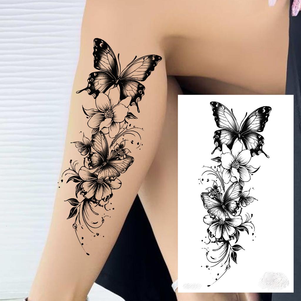 1 Sheet Black Henna Mandala Flower Temporary Tattoos For Women Girls Fake Lace Tattoo Sticker Disposable Decoration Adults Tatoo