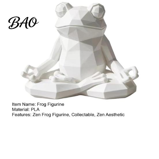 Frog Figurine Yoga Sculpture, 3D Printed Meditating Figurine, Faceted Frosted Texture Figure Sit in Meditation Statue for Desk Shelf Room Zen
