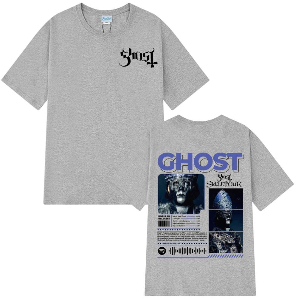 Ghost Skeletour World Tour 2025 Album Vintage Tshirt Men Women Hip-hop T-shirt Short-sleeved Gothic Punk Loose Casual T-shirts