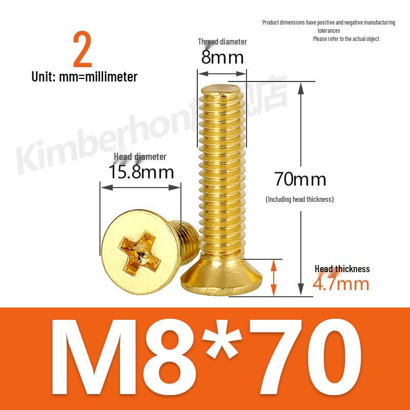 Copper Phillips Countersunk Head Machine Screws, Sizes M2–M4, Lengths 6/8/10/12mm